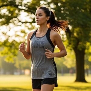 Nike Dri Fit Women's M Medium Racerback Tank Top Gray Black Athletic Workout